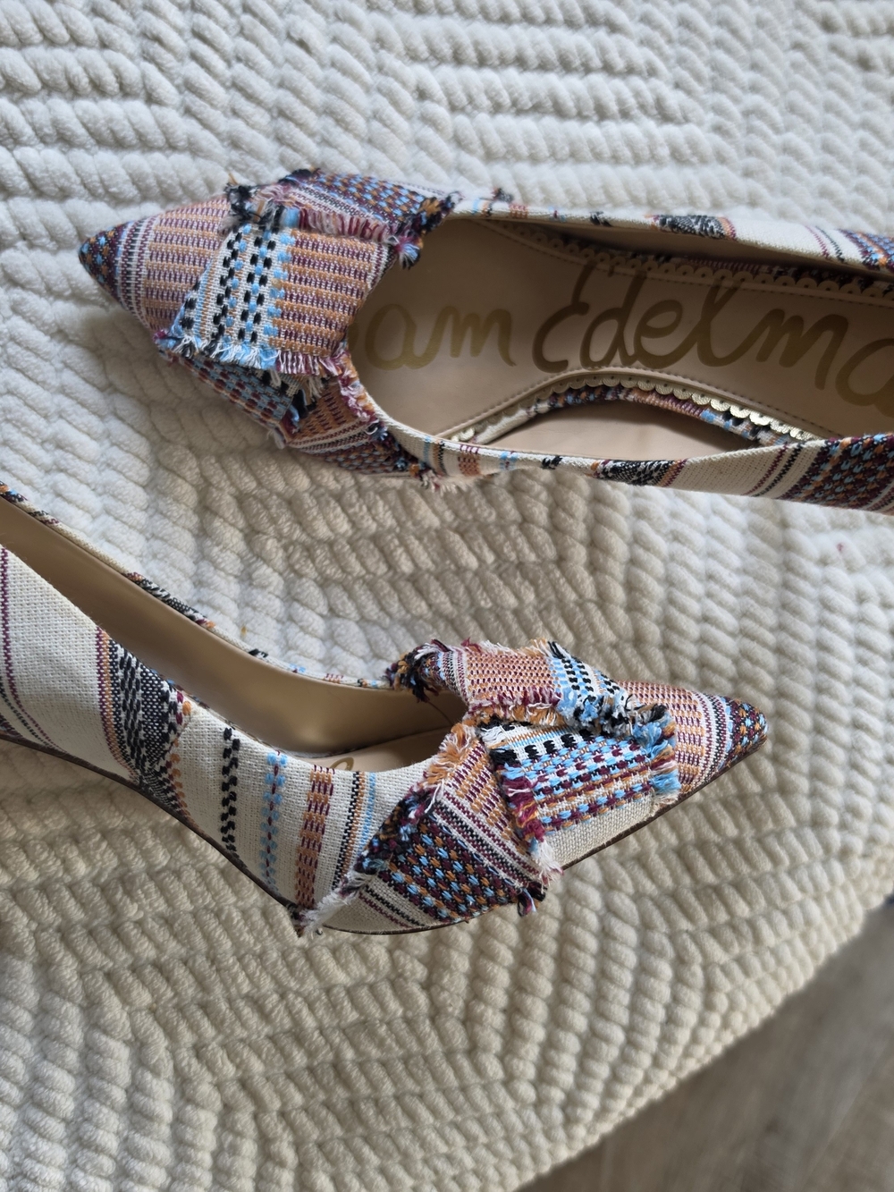 Sam Edelman Pink Multi Textured Pointed Toe Flats
